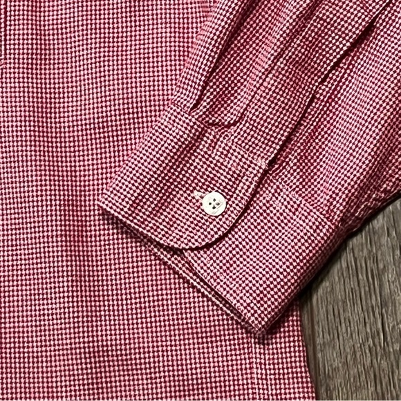 CHAPS Ralph Lauren Men's L RED‎ Checked Long Sleeve Button-Down Shirt CREST LOGO - Picture 8 of 12